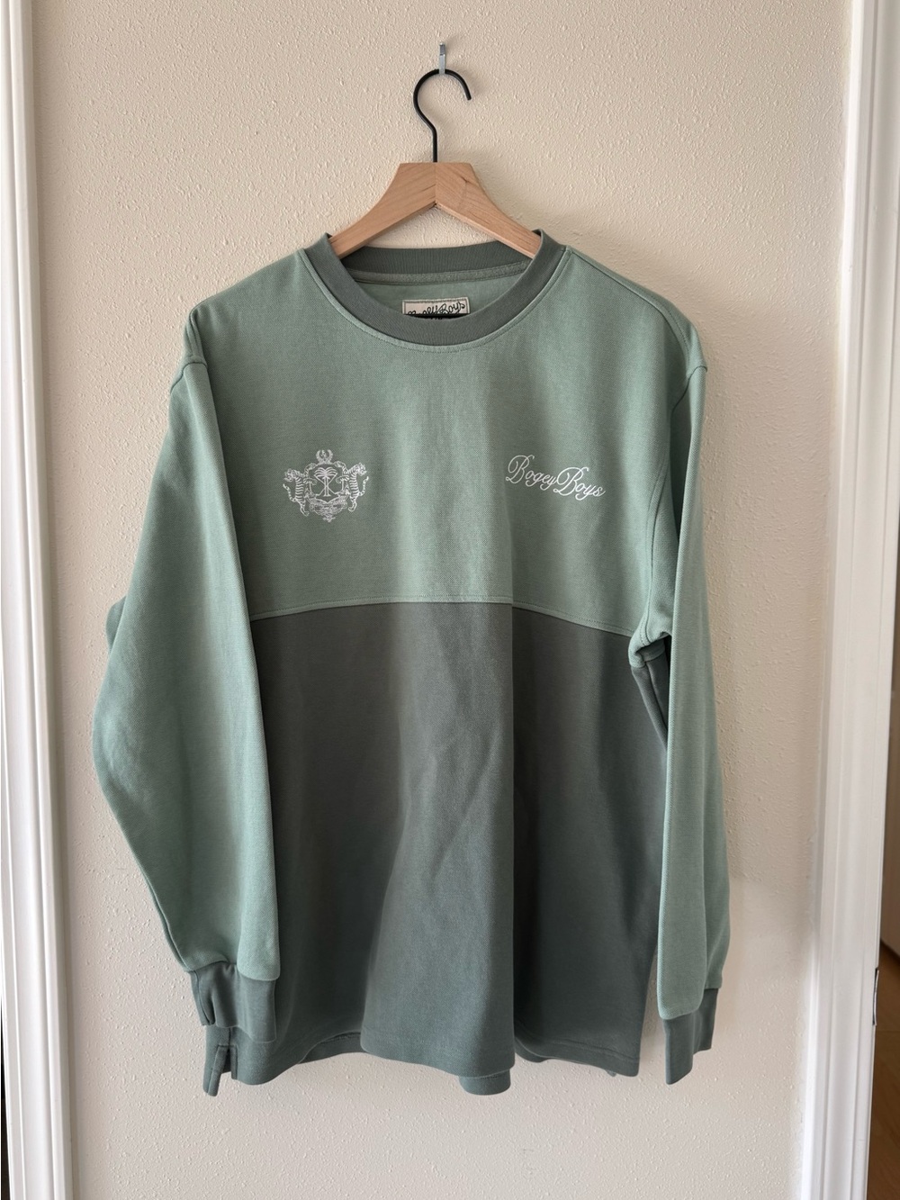 Bogey Boys Men's XL Half Colorblock Mackelmore Crewneck Sweatshirt Logo Green